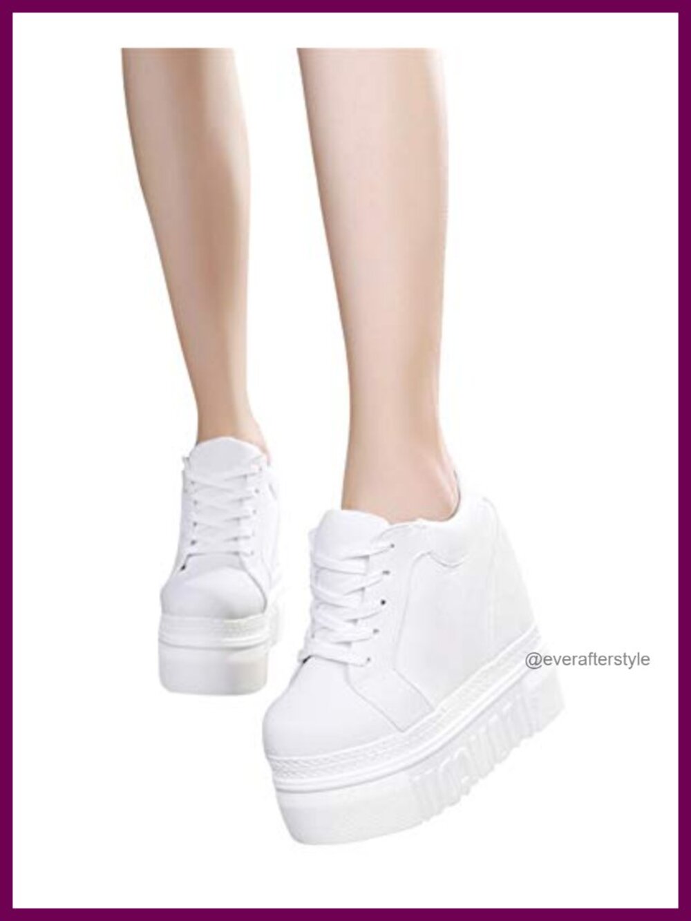 Women Platform Sneakers Hidden Heel Wedge Walking Shoes Lace Up Canvas - Picture 3 of 5
